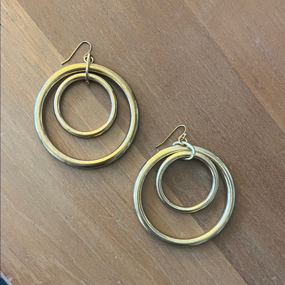 Vintage Gold Double Hoop Earrings